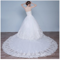 Q003 Lace Up In Stock Wedding Apparel Wholesale Strapless Beaded Long train Elegant bridal gown wedding dress lace